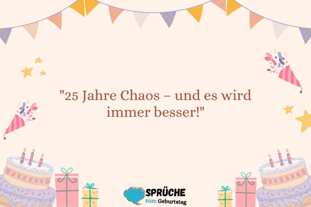 Kurze Sprüche zum 25. Geburtstag witzig